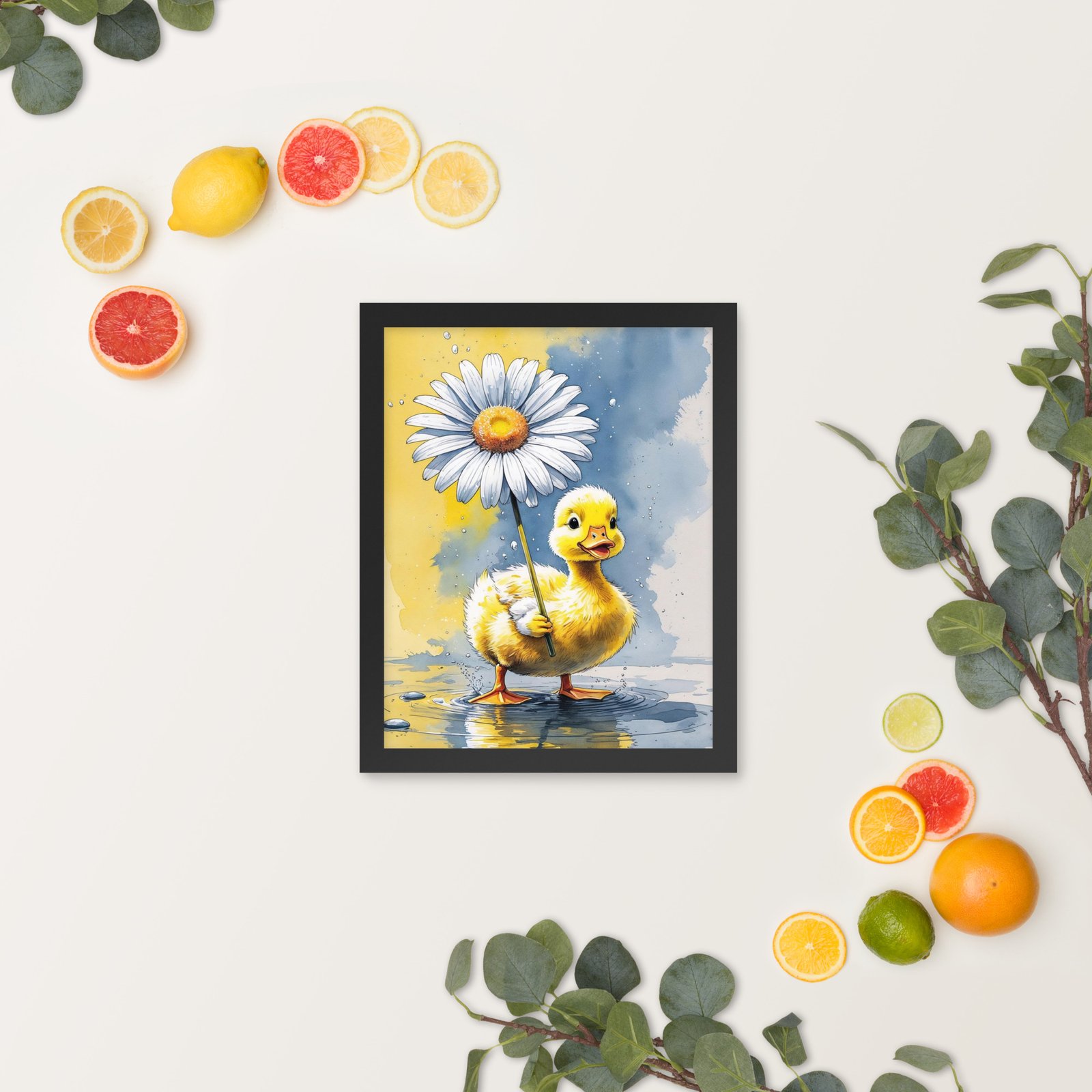 Cottagecore Garden Tales – Duckling with Parasol | Whimsical Watercolour Framed poster - Image 3