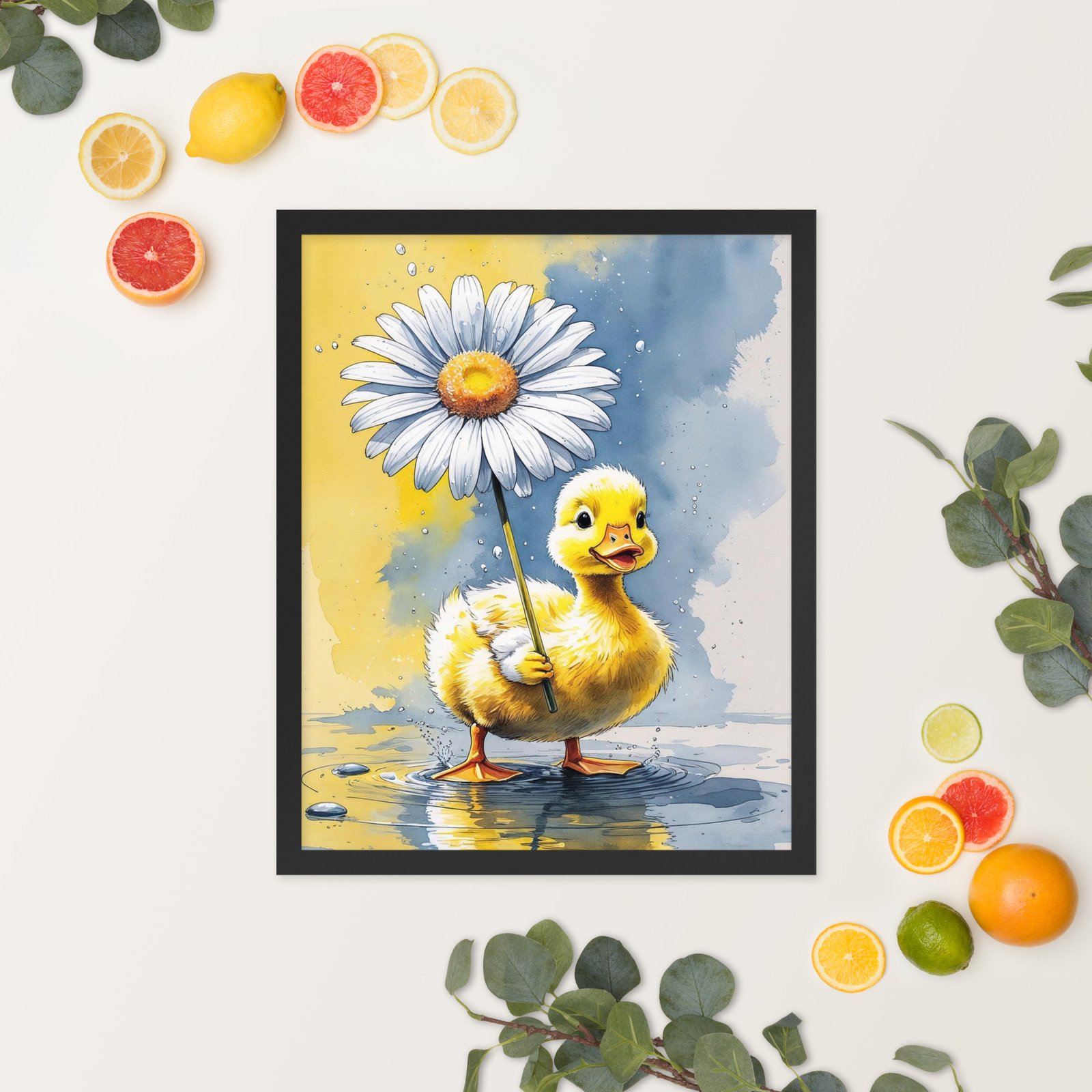 Cottagecore Garden Tales – Duckling with Parasol | Whimsical Watercolour Framed poster - Image 4