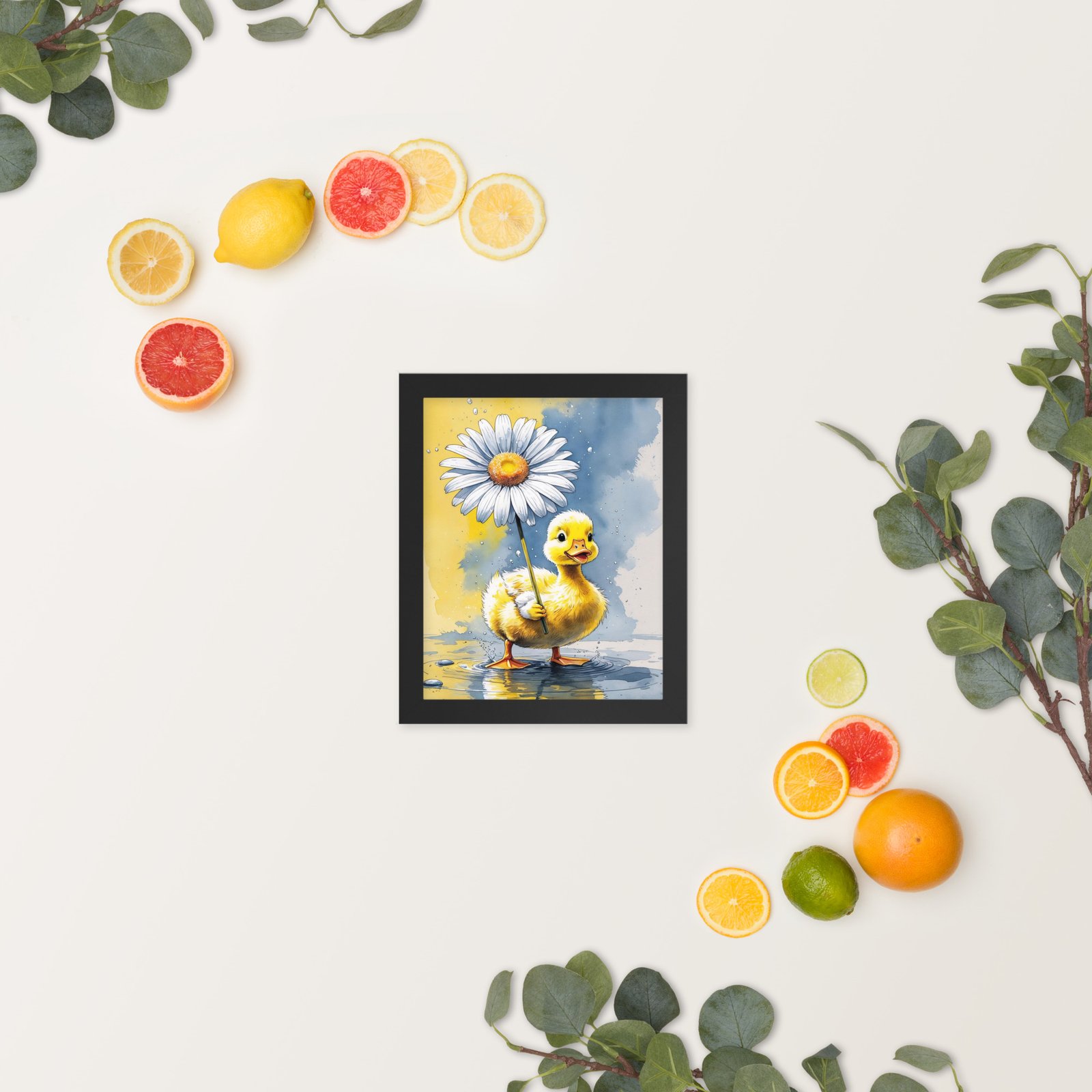 Cottagecore Garden Tales – Duckling with Parasol | Whimsical Watercolour Framed poster - Image 2