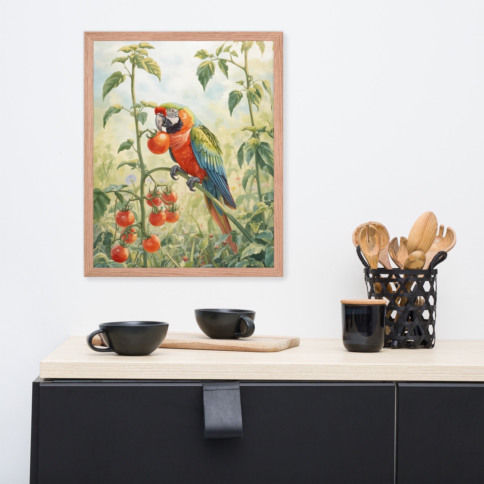 Cottagecore Garden Tales – Parrot in the Tomato Garden | Framed poster - Image 10