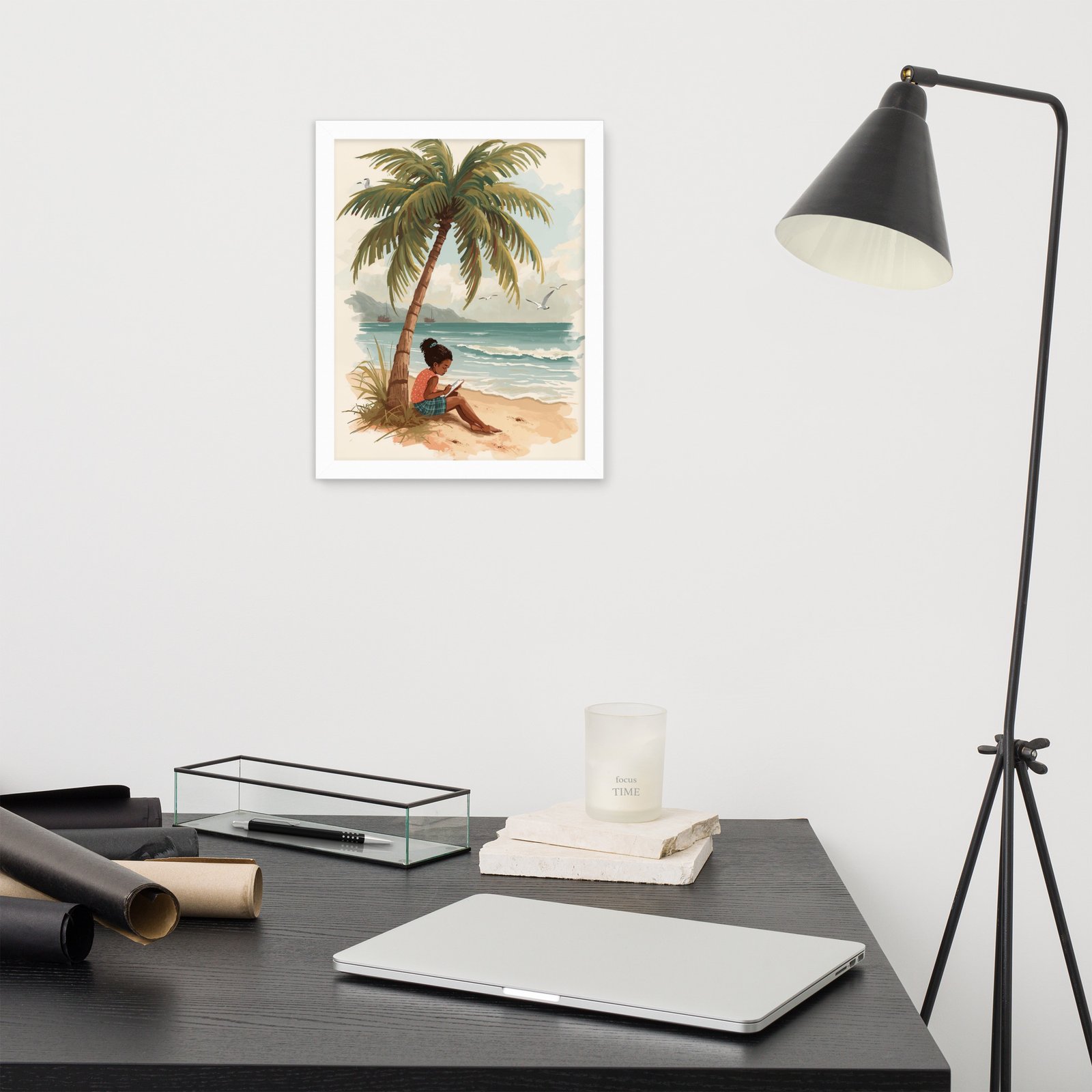 Seaside Cottagecore Tales – Drawing by the Shore | Framed Poster - Image 12