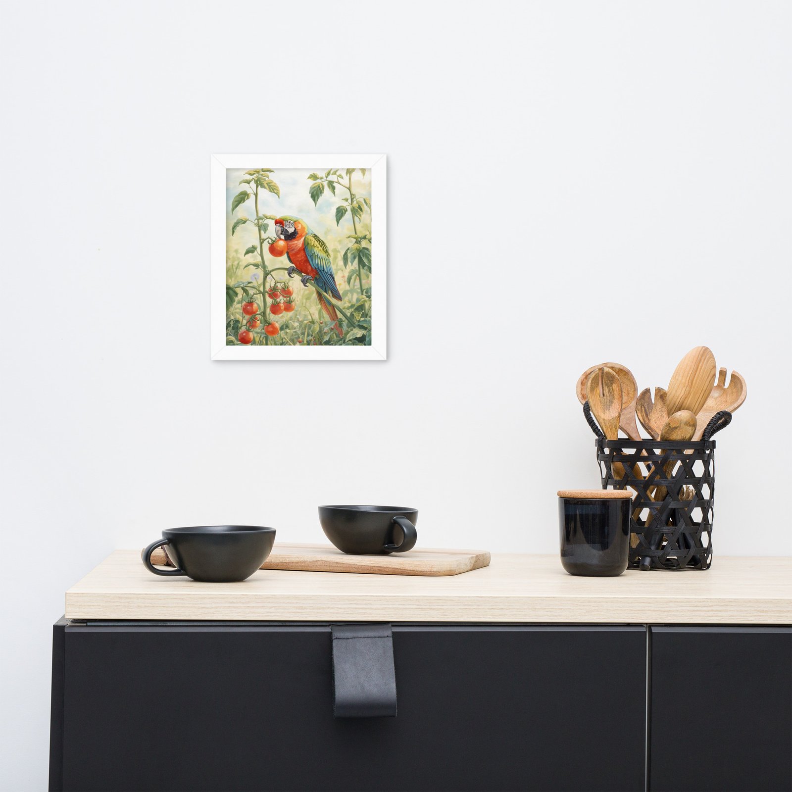 Cottagecore Garden Tales – Parrot in the Tomato Garden | Framed poster - Image 11