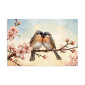 Cottagecore Birds in Love  – Romantic Countryside Valentine Art Postcard
